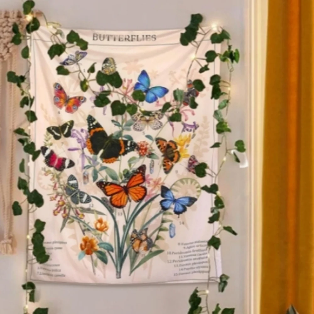 Floral Butterfly Classification Tapestry Colorful Butterflies Hanging Wall Art